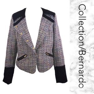 Tweed moto snap jacket